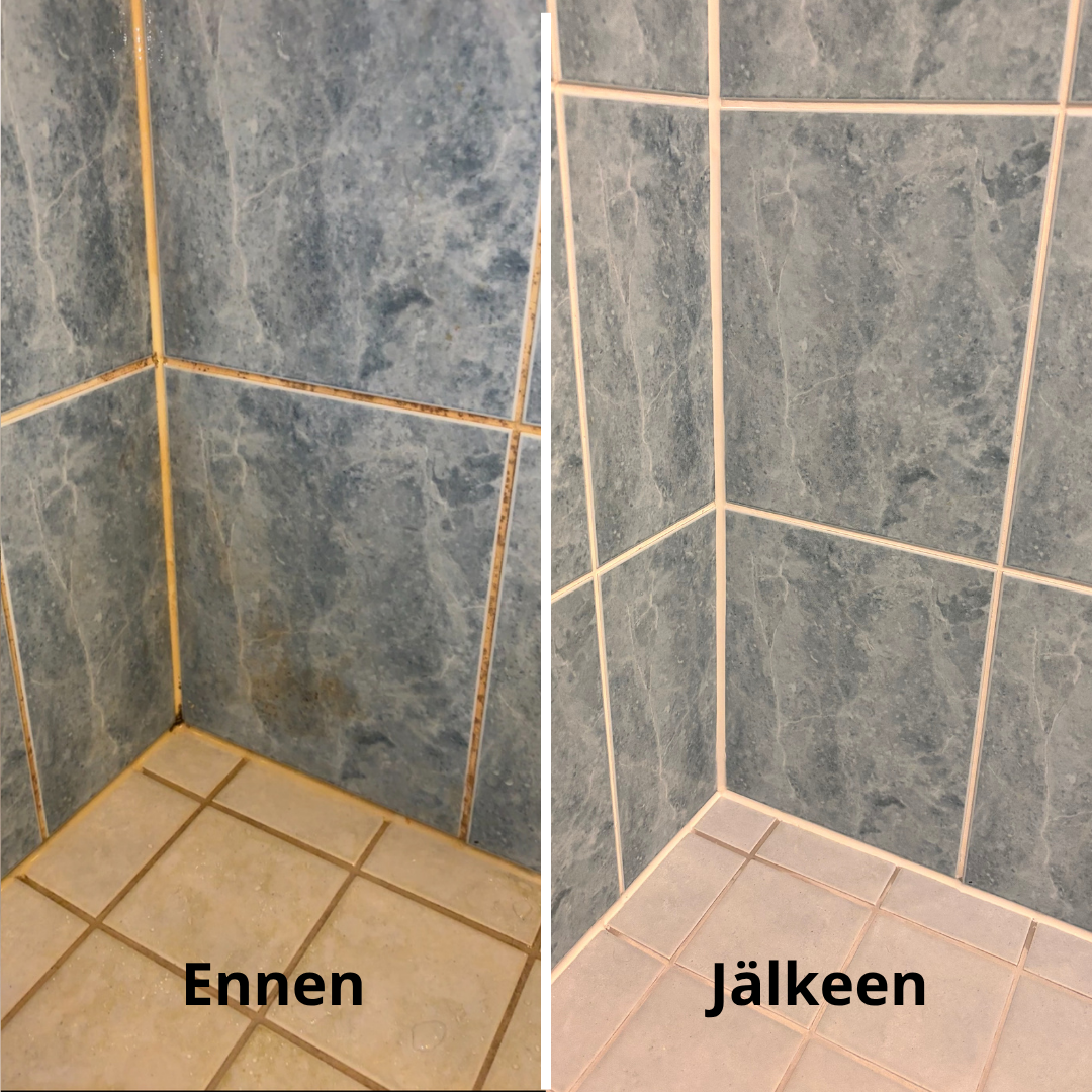 Ennen / jälkeen – Kylpyhuoneen huolto